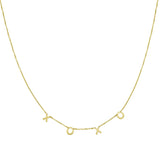 14K yellow gold XOXO letter necklace with linked X and O pendant thumbnail 1
