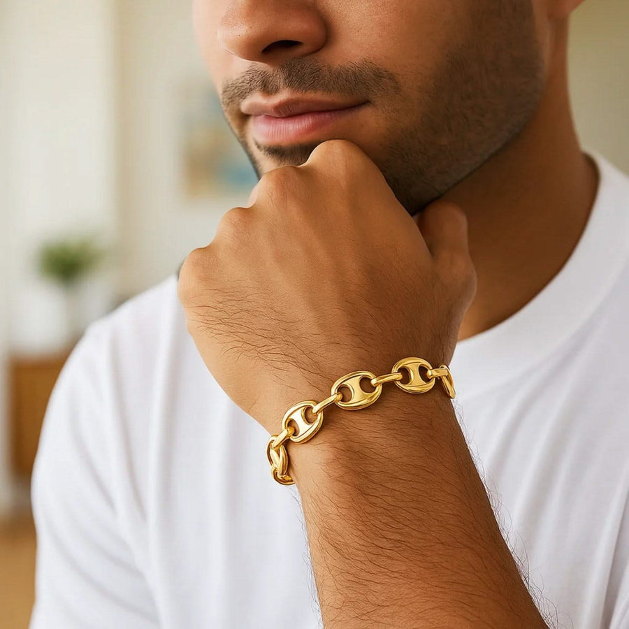 14k Yellow Gold Puffed Mariner Link Bracelet (11.00 mm)