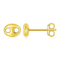 14K yellow gold mariner link button earrings with no gemstone