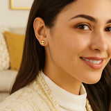 14K Yellow Gold Mariner Link Button Earrings thumbnail 3