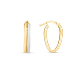 14K two-tone gold double oval hoop earrings in yellow and white finish thumbnail 1