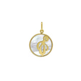 14K yellow gold octopus pendant with mother-of-pearl inlay body thumbnail 1