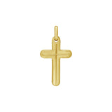 14K yellow gold etched cross pendant with polished finish thumbnail 1