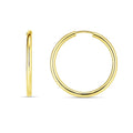 14K yellow gold endless round hoop earrings with 2mm smooth tube