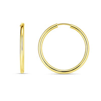 14k Yellow Gold Endless Round Hoop Earrings(2x21mm)