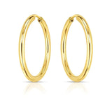 14k Yellow Gold Endless Round Hoop Earrings(2x21mm) thumbnail 2