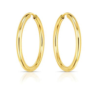 14k Yellow Gold Endless Round Hoop Earrings(2x21mm)