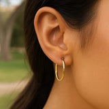 14k Yellow Gold Endless Round Hoop Earrings(2x21mm) thumbnail 5