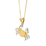 10K two tone yellow gold crab pendant necklace with textured shell detail thumbnail 1