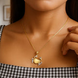 Crab Necklace in 10K Two Tone Yellow Gold thumbnail 5