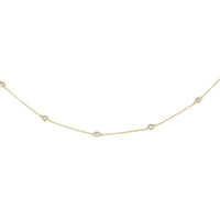 14k Yellow Gold Station Necklace with Round Diamonds
