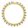 14K yellow gold collar necklace with a graduated sculpted band