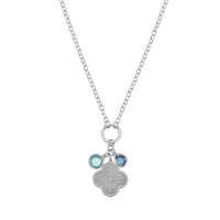 Sterling Silver Rhodium Plated Flower Cubic Zirconia Charm Necklace