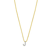 14K Yellow Gold Mini Diamond J Initial Pendant Necklace thumbnail 1