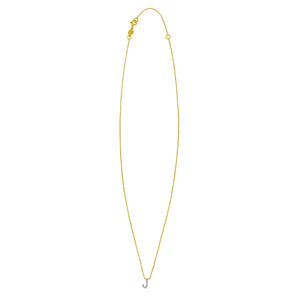 14K Yellow Gold Mini Diamond J Initial Pendant Necklace