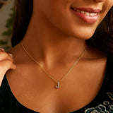 14K Yellow Gold Mini Diamond J Initial Pendant Necklace thumbnail 4