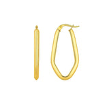 Geometric Oval Hoop Earrings in 10K Yellow Gold thumbnail 1