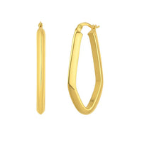 Geometric Oval Hoop Earrings in 10K Yellow Gold