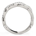 14K white gold ring with pave diamond stones in interlocking wave rows