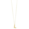 14K yellow gold initial L pendant with polished serif letter and integrated bail