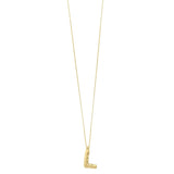 14K yellow gold initial L pendant with polished serif letter and integrated bail thumbnail 1