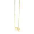 14K yellow gold Virgo zodiac pendant necklace with polished glyph charm