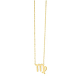 14K yellow gold Virgo zodiac pendant necklace with polished glyph charm thumbnail 1