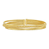 14K Yellow Gold Polished Omega And Beaded Layered Cuff (7.80 mm) thumbnail 1