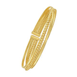 14K Yellow Gold Polished Omega And Beaded Layered Cuff (7.80 mm) thumbnail 2