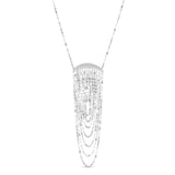 Sterling silver rhodium plated drape necklace with sculpted stoneless design thumbnail 1