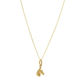 14K yellow gold horse profile pendant necklace with small integrated bail thumbnail 1