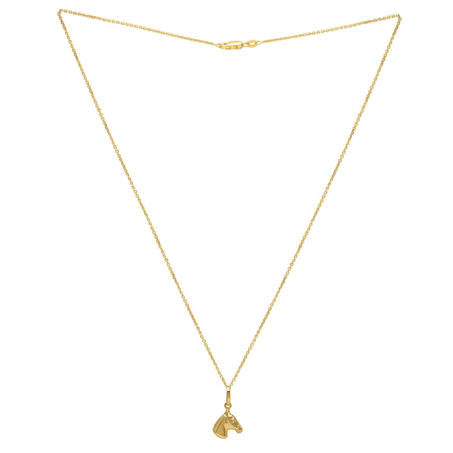 Horse Profile Small Necklace in 14K Yellow Gold