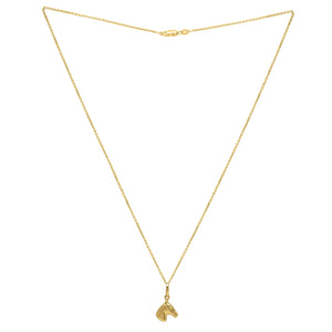 Horse Profile Small Necklace in 14K Yellow Gold