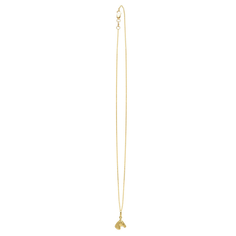 Horse Profile Small Necklace in 14K Yellow Gold