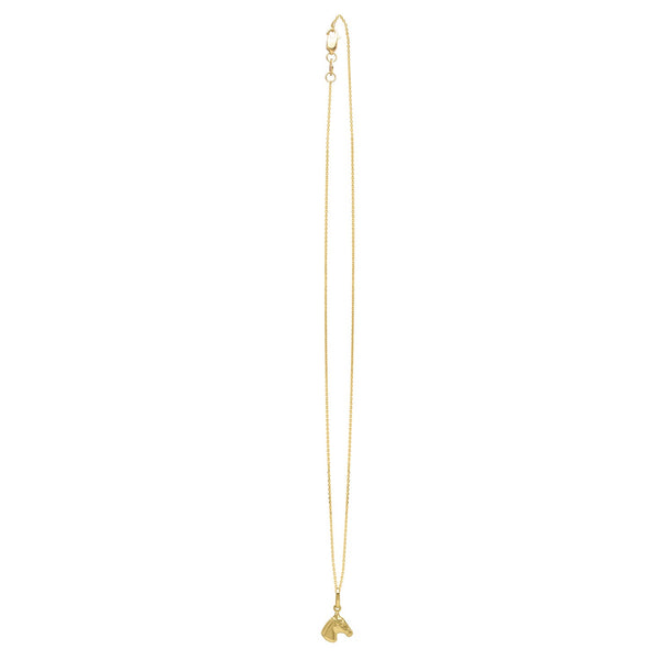 Horse Profile Small Necklace in 14K Yellow Gold