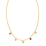 14K Yellow Gold Multi Gemstone Heart Necklace (1.50 mm) thumbnail 1