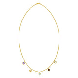 14K Yellow Gold Multi Gemstone Heart Necklace (1.50 mm) thumbnail 2