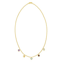 14K Yellow Gold Multi Gemstone Heart Necklace (1.50 mm)