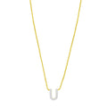 14K yellow gold U initial pendant necklace with a mini diamond accent