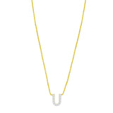 14K Yellow Gold Mini Diamond U Initial Pendant Necklace thumbnail 1