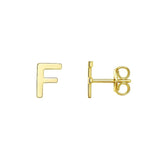 14K Yellow Gold Yours Truly Initial F Stud Earrings thumbnail 1