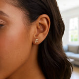 14K Yellow Gold Yours Truly Initial F Stud Earrings thumbnail 3