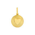 14K yellow gold heart pendant with polished radiating bands and integrated bail