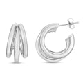Sterling silver 925 triple barrelled strand hoop earrings