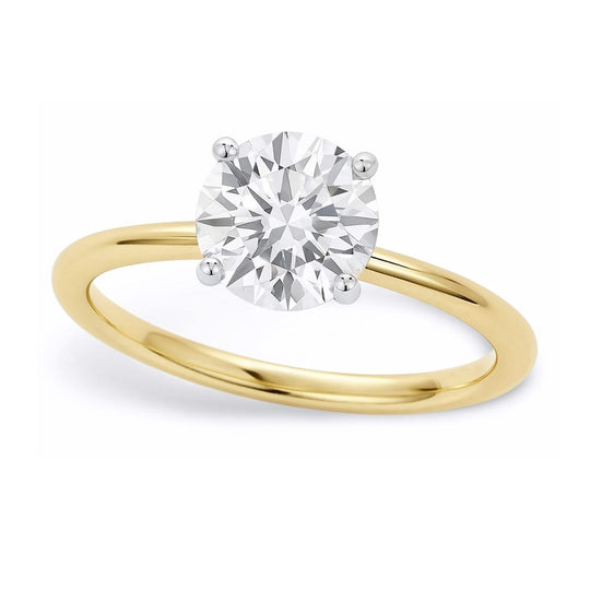 10K yellow gold ring with 1 round diamond stone in solitaire setting