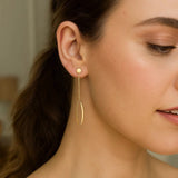 14K Yellow Gold Single Oval Drop Earrings thumbnail 2