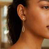 14K Yellow Gold Single Oval Drop Earrings thumbnail 3