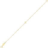 14K yellow gold mini initial P bracelet on a fine cable-link chain thumbnail 1