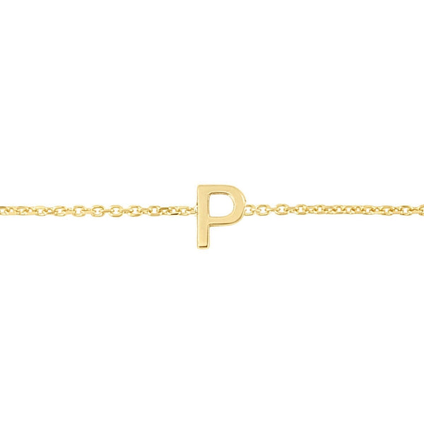 14K Yellow Gold Mini Initial P Bracelet