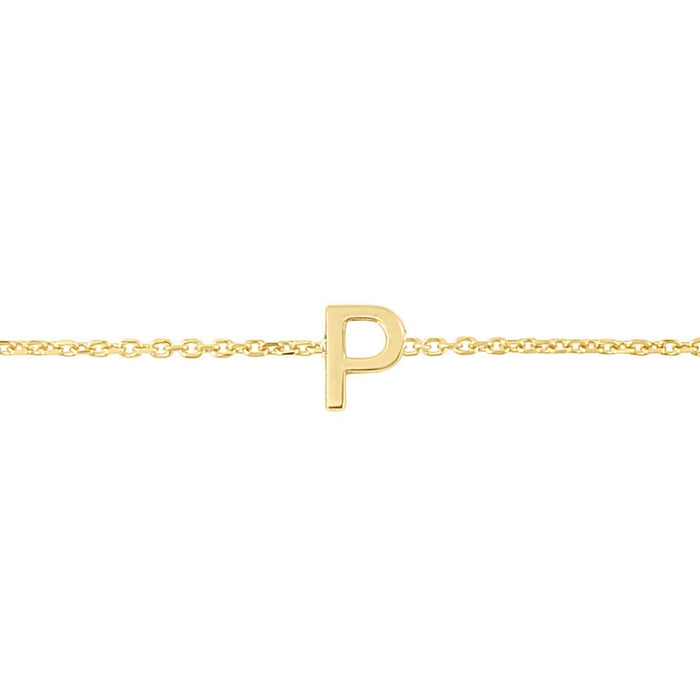 14K Yellow Gold Mini Initial P Bracelet